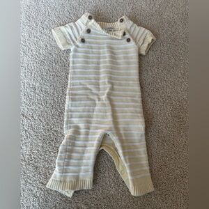 Janie and Jack Cream and White Striped Romper